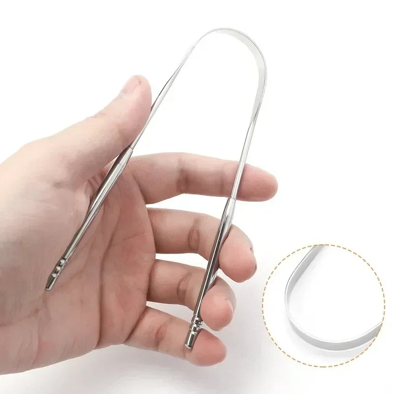 Stainless Steel Tongue Scraper with Non-Slip Handle – Reusable & Portable