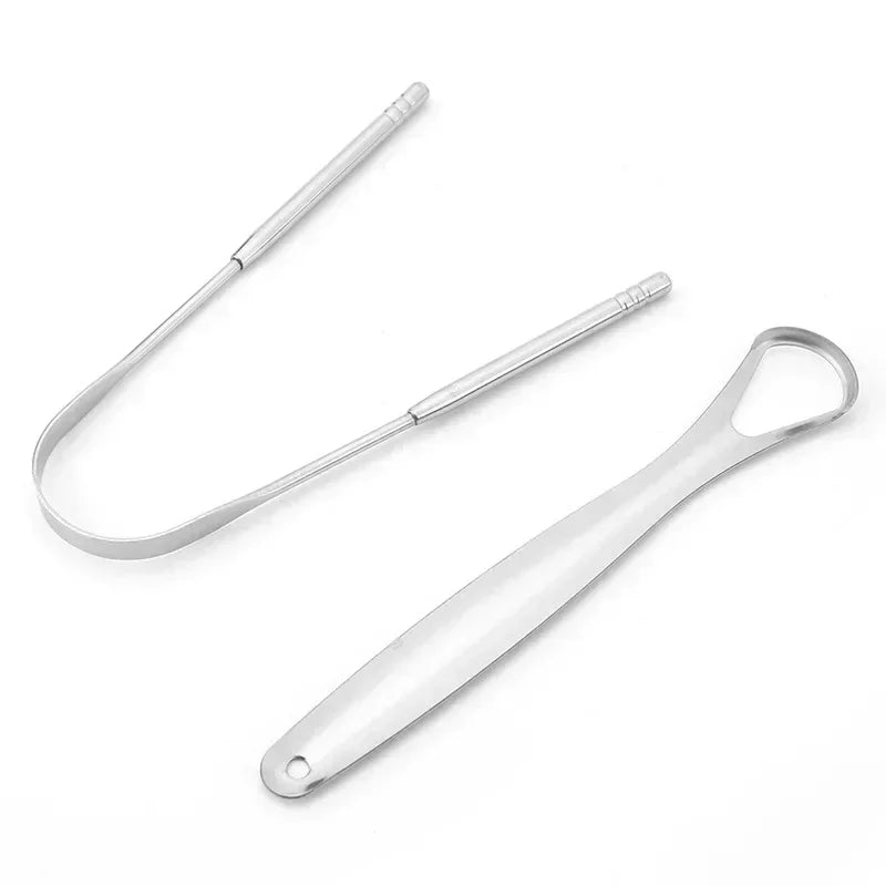 Stainless Steel Tongue Scraper with Non-Slip Handle – Reusable & Portable