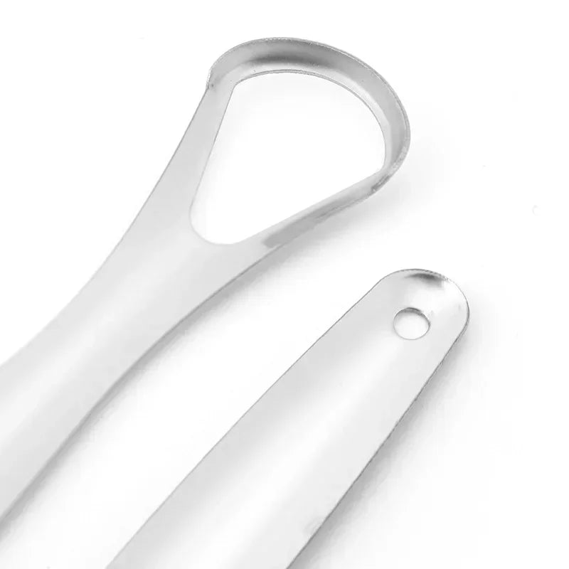 Stainless Steel Tongue Scraper with Non-Slip Handle – Reusable & Portable