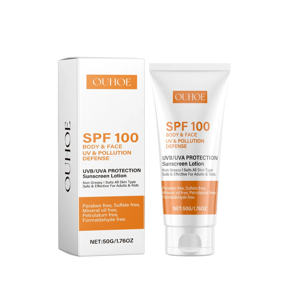 SPF 100 Hydrating Sunscreen Lotion – Fast Absorbing, Waterproof UV Protection